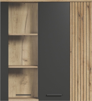 Hängevitrine Esteban in grau und Eiche Evoke 90 cm