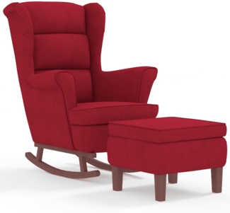 vidaXL Schaukelsessel und Hocker mit Holzbeinen Weinrot Samt 3121235
