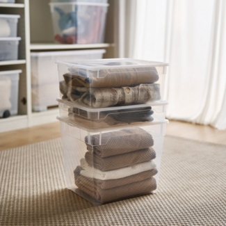 ROTHO Stapelbox Clear 18 l durchsichtige stapelbare Aufbewahrungsbox (12 St)