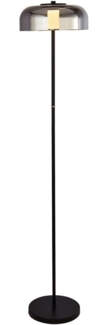 Searchlight Stehlampe Frisbee Floor Lamp - Black Metal & Smoked Glass, LED fest integriert, Warmweiß