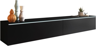 TV-Lowboard Stone D180 (Graphit Schwarz, mit Beleuchtung)
