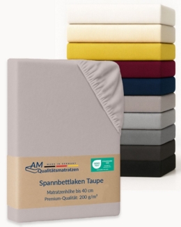 AM Qualitätsmatratzen Spannbettlaken Baumwolle in taupe, Bettlaken für Boxspringbetten, Made in Germany, Baumwolle, Gummizug: rundum, (1 Stück), 90x200x40