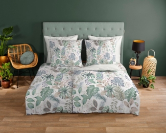 Good Morning Renforcé Bettwäsche 135 X 200 cm + 1- 80 X 80 cm Abel leaves bunt