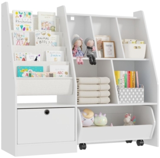 FUFU&GAGA Standregal Spielzeug- und Bücherregal für Kinder, Weiß, MDF, 100×32×95 cm