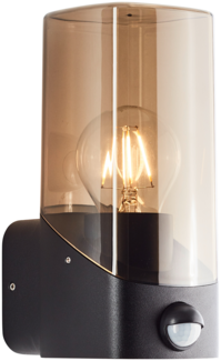Brilliant Minou Außenwandleuchte mit Bewegungsmelder - Wandleuchte außen schwarz/Rauchglas E27 - Standard & LED Leuchtmittel geeignet - Außenleuchte modern für Hauswand, Terrasse, Eingang
