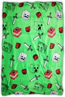 Kinderdecke Minecraft Creeper Zombie Skelett Kinder Flanell Fleecedecke, Minecraft, Kuscheldecke 110x150 cm