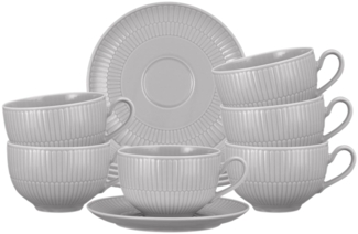 Seltmann Weiden Amina Milchkaffeetasse mit Untertasse 350 ml 6er Set Silbergrau