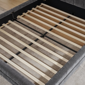 REDOM Polsterbett mit Chenille-Bezug und minimalistisches Design (Kinderbett mit Lattenrost, 1-tlg, Vielseitiges Bettgestell), leises Schlafen,solide Struktur