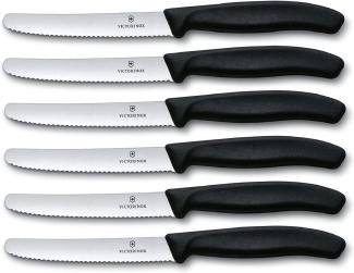 Victorinox 6 Stück Tafelmesser Set Swiss Classic Schwarz - Küchenmesser, Brotzeitmesser