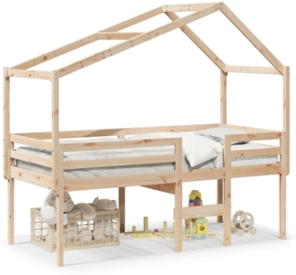 vidaXL Hochbett mit Dach 90x190 cm Massivholz Kiefer 3282058