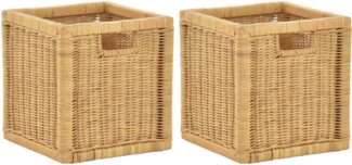 Krines Home Regalkorb Set/2 Regalkorb Aufbewahrungskorb geflochten Rattan (Quadratisch) (2-teiliges Set), Korbset Aufbewahrung Regal Schrankkorb Korb, ca. 28 x 29 x 30 cm