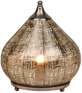 Marrakesch Orient & Mediterran Interior Nachttischlampe Orientalische Deko Tischlampe Nachttischlampe Lampe Jamiel Silber, Leuchtmittel nicht im Lieferumfang enthalten, Handarbeit
