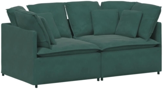 vidaXL Modulares Sofa mit Kissen Samt Dunkelgrün 3321251