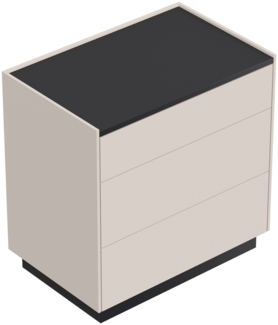 Nachttisch Lux XL 70cm, 3 Pushauszüge lackiert Creme Grafit für Boxspringbett : Creme / Grafit