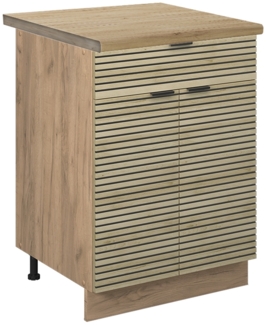 Vicco Schubunterschrank Eiche Paneel 60 cm mit Schublade, AP Eiche, Fame-Line