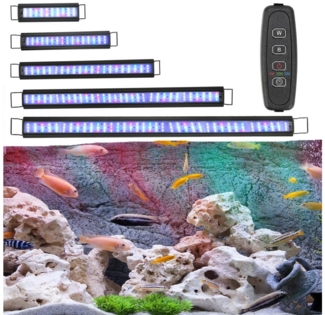 Clanmacy LED Aquariumleuchte 30-130cm LED Aquarium Beleuchtung Mit Ausziehbarer Halterung 10-45W, 28W für 64-90cm