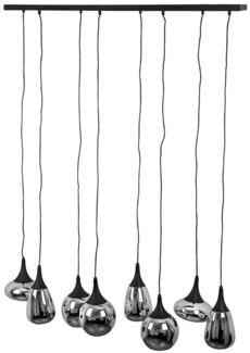 Hängeleuchte, Metall schwarz, Glas chrom bedampft, H 150 cm