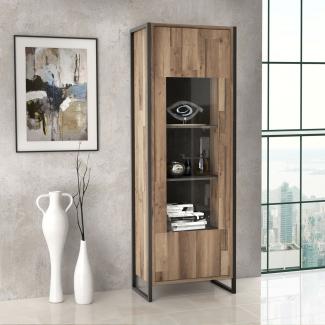 Vitrine Standvitrine Glasvitrine 69cm stabeiche beton dunkelgrau Modern