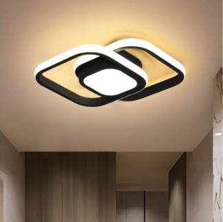 JDONG LED Deckenleuchte Schwarz 30/32cm Deckenlampe 4000K 2000LM Neutralweiß Lampe, LED fest integriert, Tageslichtweiß, für Küche Balkon Flur Schlafzimmer Keller Ø30CM