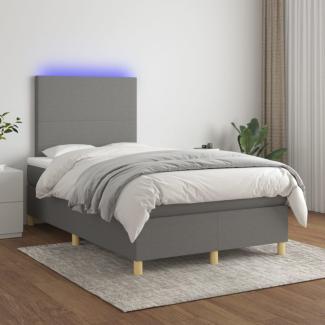 vidaXL Boxspringbett mit Matratze & LED Dunkelgrau 120x200 cm Stoff, Härtegrad: H2 [3135262]
