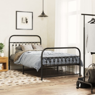 vidaXL Bettgestell mit Kopf- und Fußteil Metall Schwarz 100x190 cm 376612