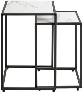 Satztisch >55384< (2-teilig) in schwarz, weiß - 33x50x33 und 28x43x28 (BxHxT)