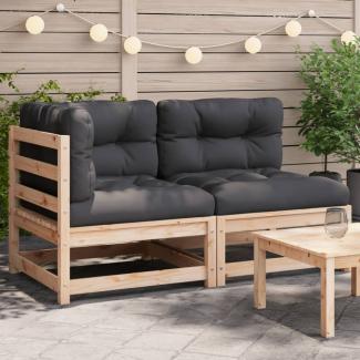 vidaXL Gartensofa mit Kissen 2-Sitzer Massivholz Kiefer 838117
