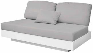 Casa Padrino Luxus 2er Gartensofa Grau / Matt Weiß 140x90 x H. 70 cm - Wetterbeständiges Garten Terrassen Sofa - Hotel Möbel - Luxus Qualität