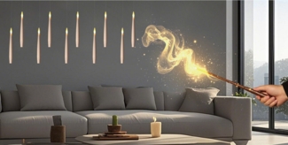 Schwebende LED-Kerzen mit Zauberstab 10er-Set Warmweiß Weihnachtsdeko Batteriebetrieben mit Timerfunktion Innenbereich