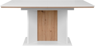 Finori Novara 80A Auszugstisch, weiß / Dekor Artisan Oak | Maße: B x H x T ca. 160-200 x 76 x 90