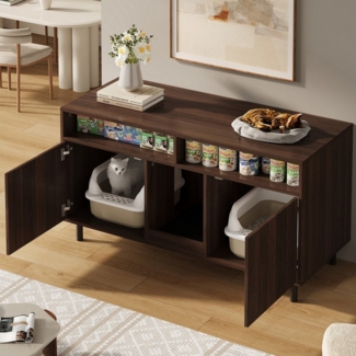STILVORA Sideboard mit Lagerbereich,Katzenkloschrank Katzenhaus mit Sandauffangmatte (Haustier-Schrank/TV-Schrank, 1 St, 120 x 50 x 66 cm), Katzentoiletten, Katzenstreuwanne-Schrank