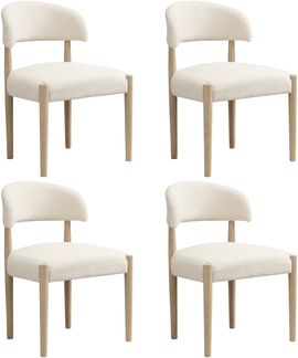 Merax Esszimmerstühle(Set, 4 St), 4er Set Polsterstühle, aus Massivholz, bequem und atmungsaktiv, geeignet für Esszimmer, Wohnzimmer, Cafés, moderner Stil, boucle, Naturfarbe