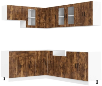 vidaXL 11-tlg. Küchenschrank-Set Porto Räuchereiche Holzwerkstoff 3314906