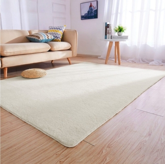 JEOBEST Teppich Waschbarer Teppich Wohnzimmer, Grösse:160x200 cm, Rechteck,Kurzflor,Uni Farben,Rutschsichere Rückseite