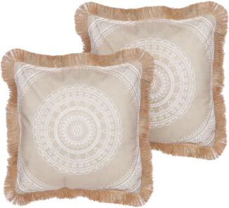 Kissen 2er Set Orientalisches Muster AGRIMONY 45 x 45 cm Weiß
