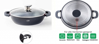 Pfanne Bratpfanne Schmorpfanne Glasdeckel Aluguss Ø28cm PLATINUM DAR28 Schwarz