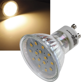 LED Strahler GU10 "H10 SMD" 15 SMD LEDs3000k, 50lm, 120°, 230V/0,8W, warmweiß