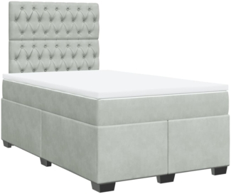 vidaXL Boxspringbett mit Matratze Hellgrau 120x200 cm Samt 3290888