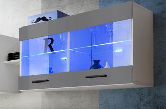 99rooms Teka Vitrine I Weiß Grau Hochglanz ohne LED-Beleuchtung