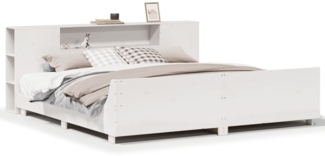 vidaXL Massivholzbett ohne Matratze Weiß 180x200 cm Kiefernholz 3323642