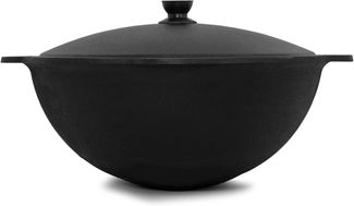 BIG-PAN Wok Kazan aus Gusseisen 10L mit Aluminium Deckel WOK