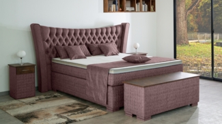 Meisterbetten Boxspringbett Oslo 140x220 in MS-Alt Rose, Matratzenbezug Oslo, Ergoflex-Topper