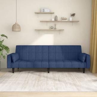 vidaXL Schlafsofa 2-Sitzer mit 2 Kissen Blau Stoff