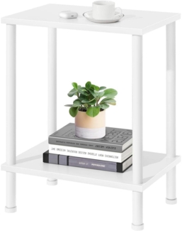 LELELINKY Beistelltisch Holz Moderner Couchtisch 2-Ebenen Stauraum 40x30x55cm