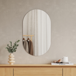 EMKE Badspiegel Elliptisch Wandspiegel 70×40cm Oval Spiegel Rahmenlos Badezimmerspiegel