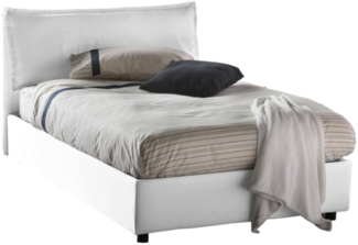 Dmora Doppelbett Attinia, Bettkasten mit Stoffbezug, 100 % Made in Italy, Öffnung vorne, inklusive Matratze 120 x 190 cm, Weiß