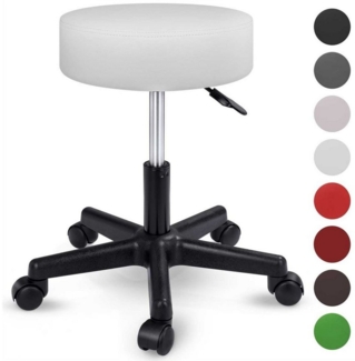 Rollhocker Weiß Arbeitshocker Drehhocker Kosmetikhocker
