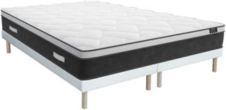 Vente-unique - Taschenfederkernmatratze-Bettgestell-Set - 180 x 200 cm - Hybridmatratze - Memory Schaum - Stärke 25 cm - ASTRIA von YSMÉE