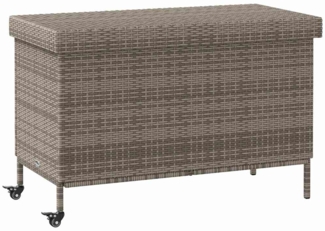 vidaXL Gartentruhe mit Rollen Grau 110x55x73 cm Poly Rattan 4103828