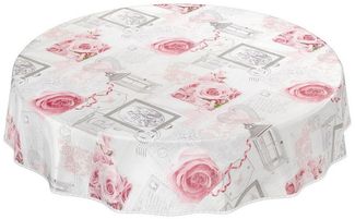 ANRO Tischdecke Wachstuchtischdecke Gartentischdecke Wachstischdecke (Einzelstück 1-tlg), Geprägt Rund 100cm wasserabweisend mit Saum